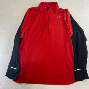 Nike Running Dri-Fit 1/4 Zip Long Sleeve Pullover Athletic Strech Red Mens XXL